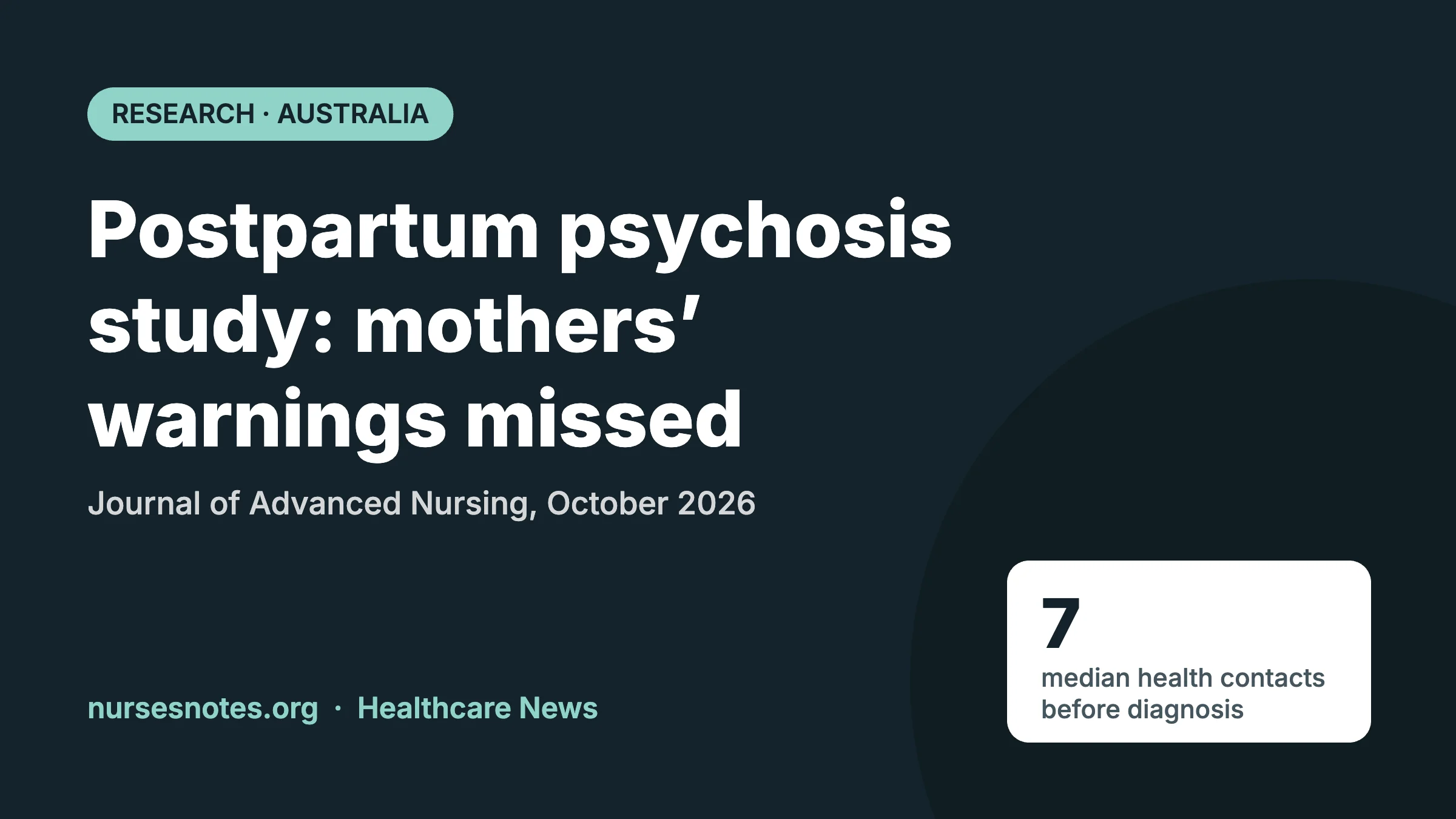 Postpartum psychosis study graphic showing mothers made a median of 7 health contacts before diagnosis