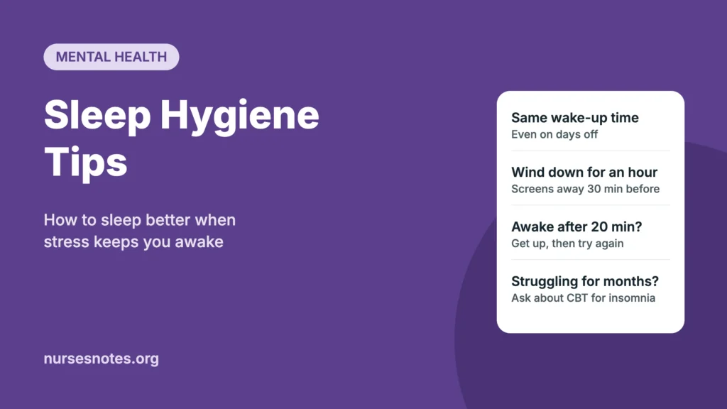 Sleep hygiene tips featured image with habits to help you sleep better when stressed