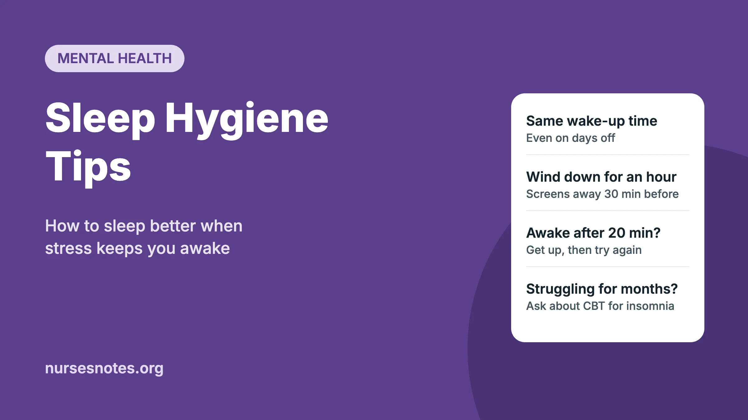 Sleep hygiene tips featured image with habits to help you sleep better when stressed